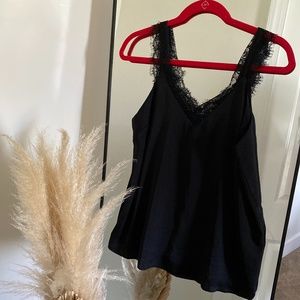 Silky black lace blouse